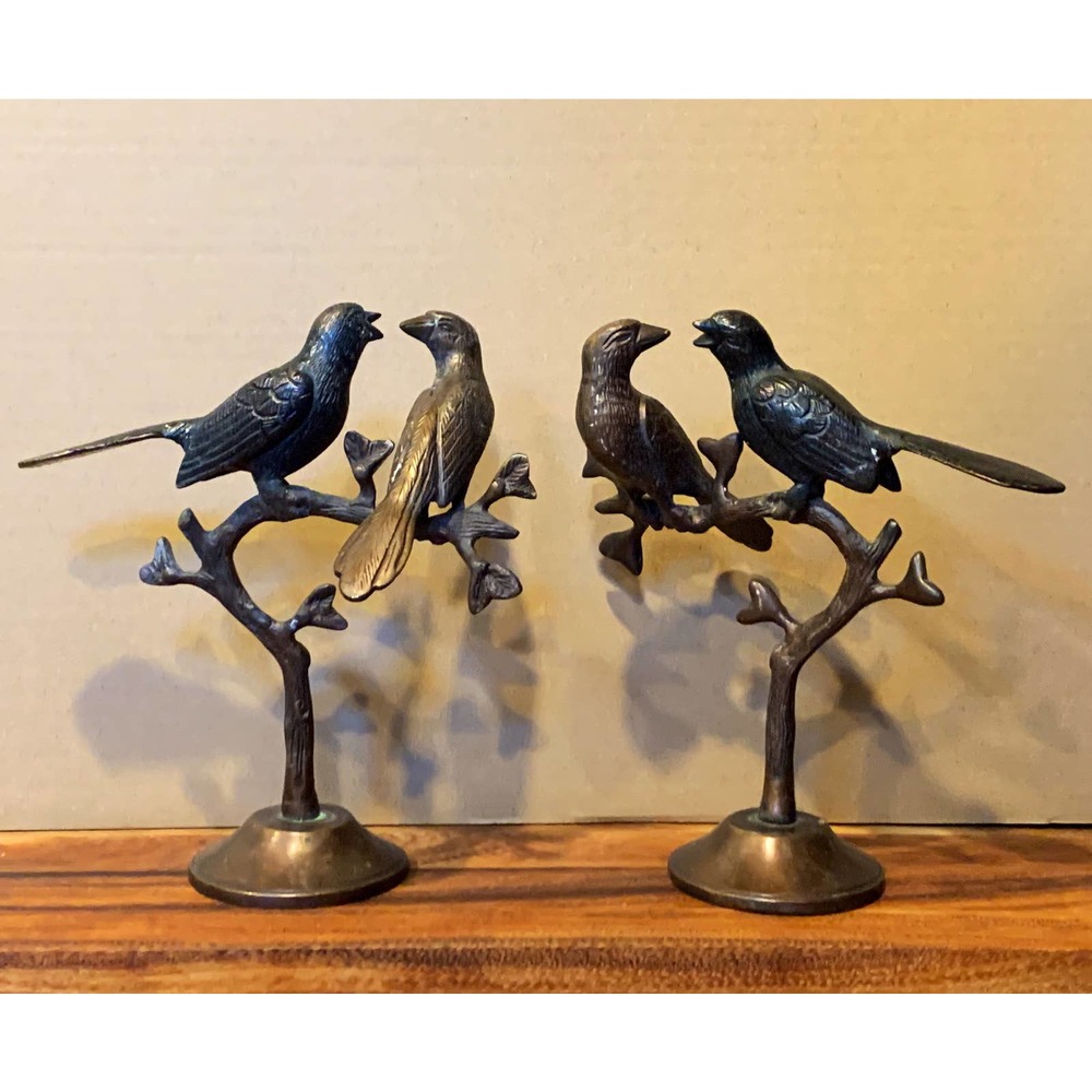 *SOLD* Vintage Bronze Bird Statue Figurines Set